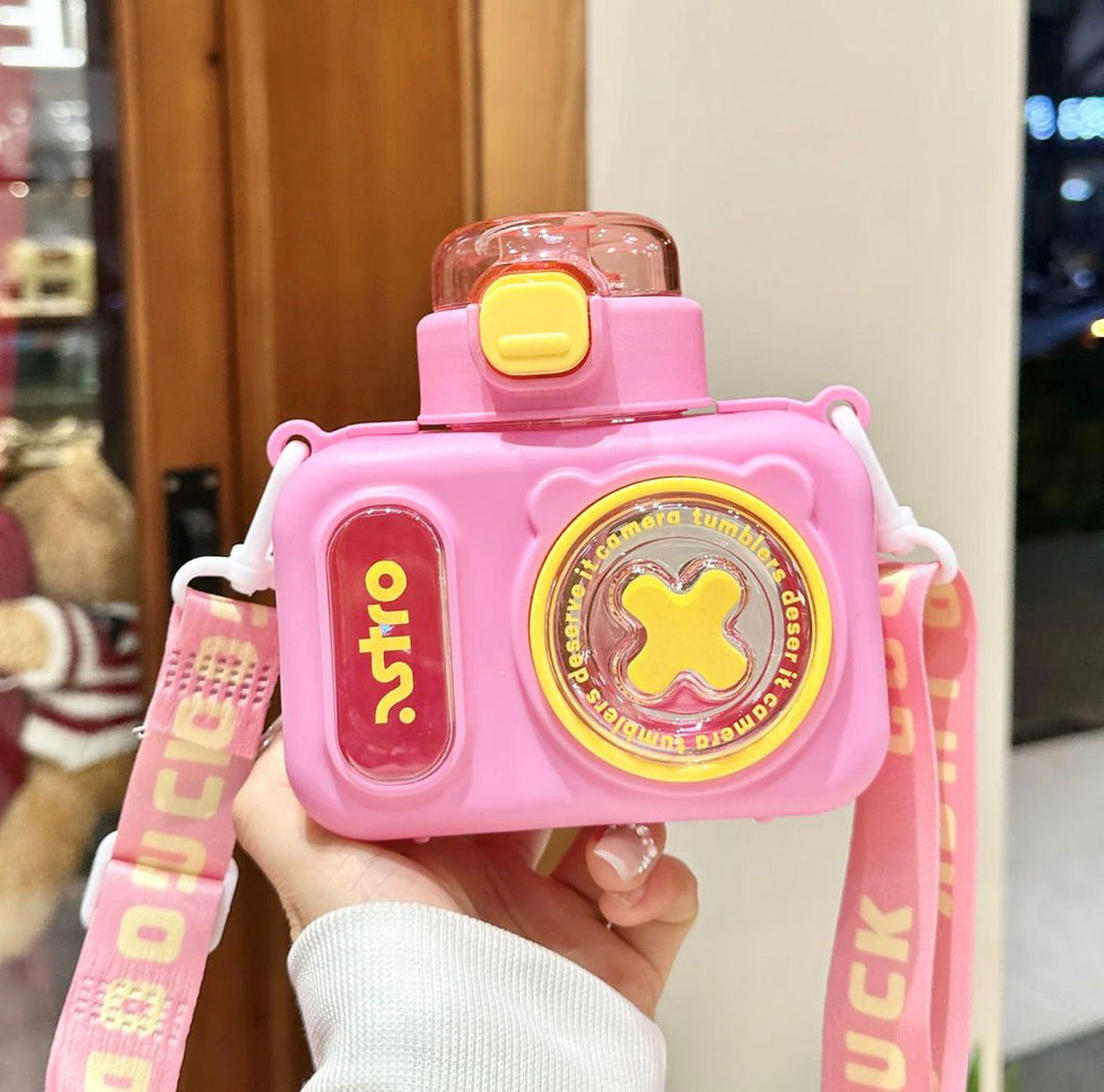 600ml Premium Camera Design Kids Water Bottle - Pink