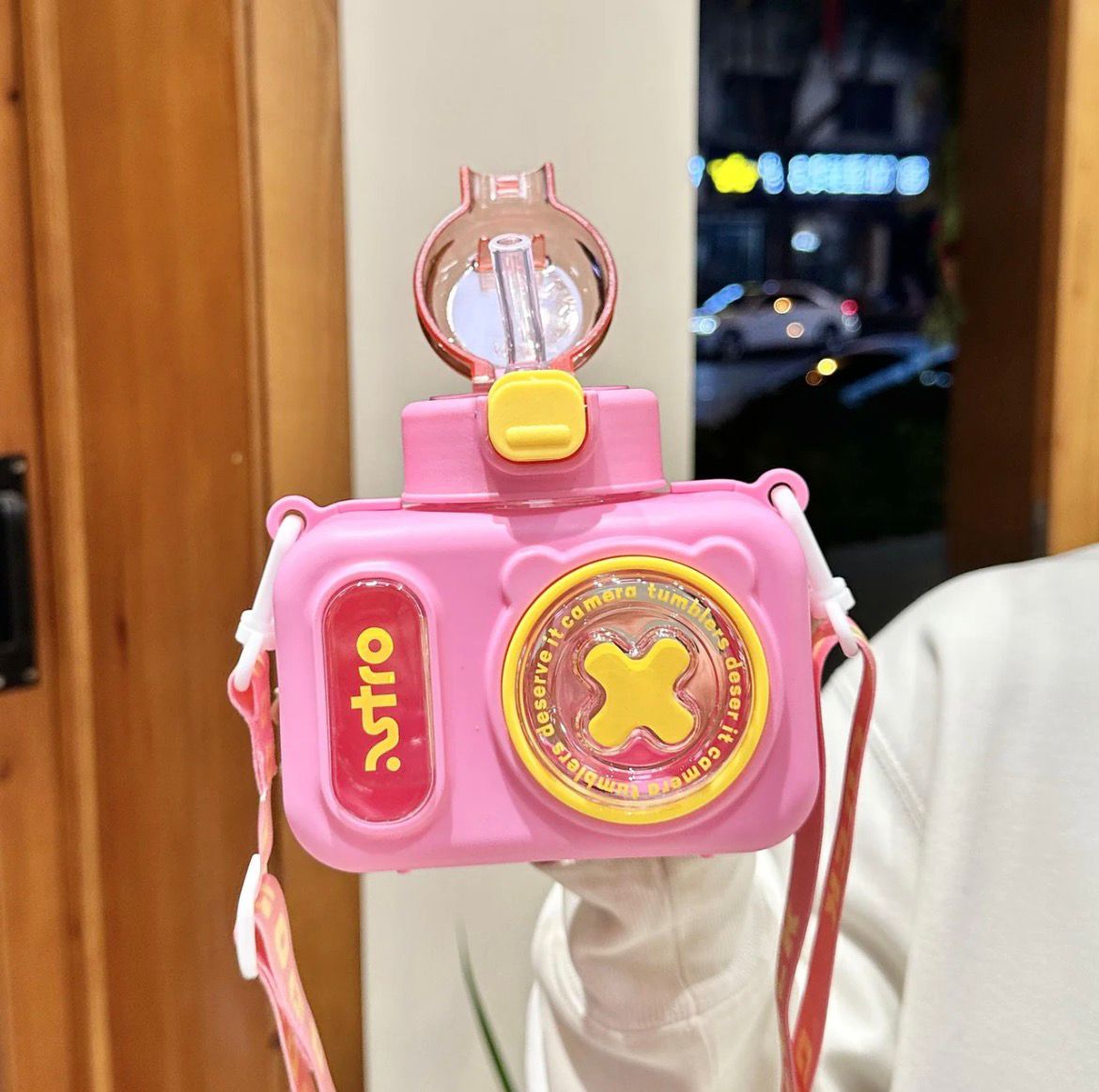 600ml Premium Camera Design Kids Water Bottle - Pink Secondary image
