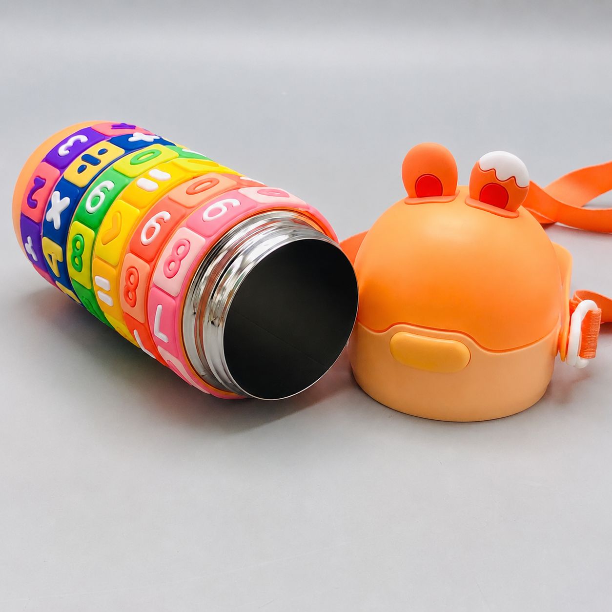Kids Stainless Steel Maths Puzzle Water Bottle - Green Secondary image