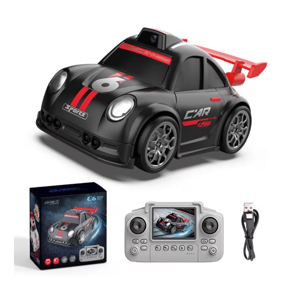 Xiza Mini Smart RC Camera Car – Screen Controller Remote Control Racing Car with LED Lights, Drift Function & Intelligent Follow Sensor Toy for Kids