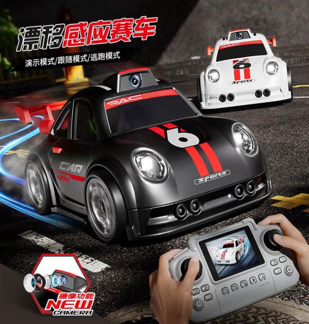 Xiza Mini Smart RC Camera Car – Screen Controller Remote Control Racing Car with LED Lights, Drift Function & Intelligent Follow Sensor Toy for Kids