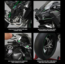1:6 Scale Kawasaki Ninja H2R Elite Collector's Model Motorcycle – Hyper-Realistic Diecast Alloy Superbike with Working Key Ignition, Engine Sound, Exhaust Smoke, and LED Instruments
