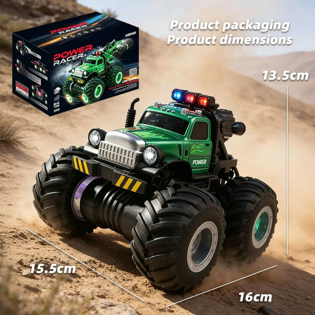 YL Power Racer 1:18 4x4 Off-Road RC Stunt Car – High-Speed Monster Truck with Continuously Variable Transmission, Simulated Exhaust Smoke, and RGB LED Wheel Lights