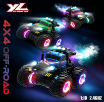 YL Power Racer 1:18 4x4 Off-Road RC Stunt Car – High-Speed Monster Truck with Continuously Variable Transmission, Simulated Exhaust Smoke, and RGB LED Wheel Lights