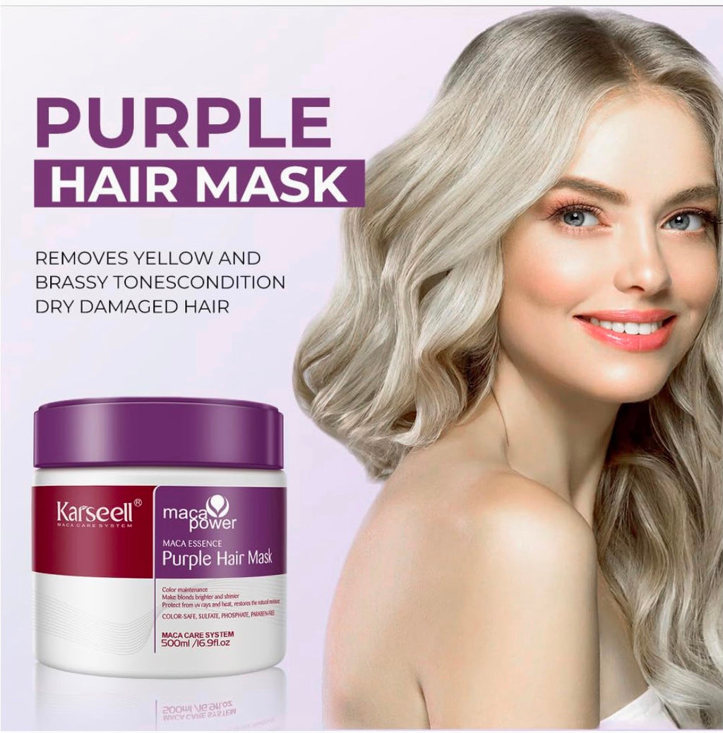 Karseell Maca Power Purple Hair Mask – 500ml Toning & Repair Treatment for Blonde, Platinum, and Cold-Toned Hair