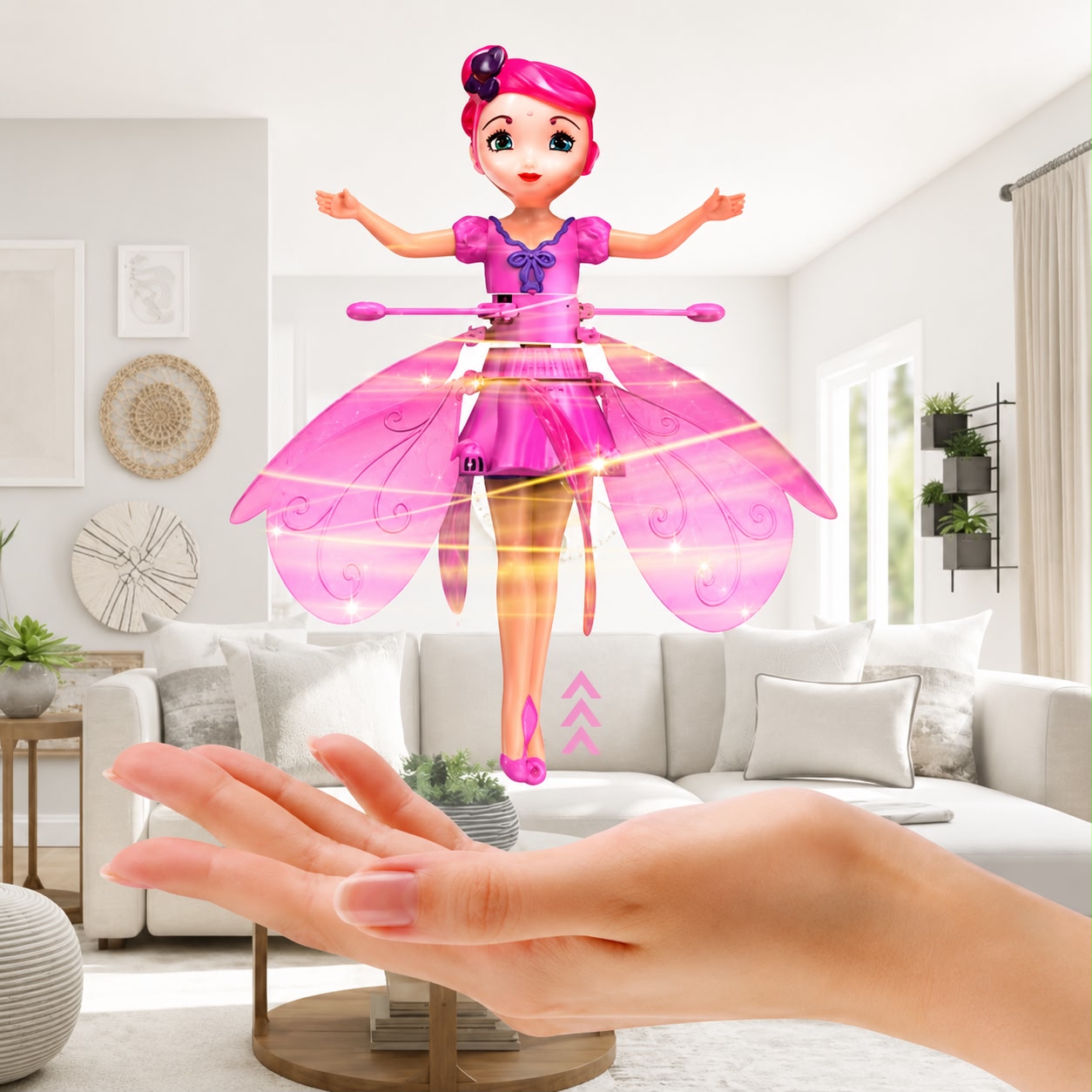 Magical Flying Fairy Doll, Hand Sensor Control, USB Powered Magic Flying Fairy, Sky Dancers Flying Toy, Rainbow Glitter Flying Princess Doll Best Gift for Girls Boys Secondary image
