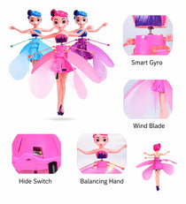 Magical Flying Fairy Doll, Hand Sensor Control, USB Powered Magic Flying Fairy, Sky Dancers Flying Toy, Rainbow Glitter Flying Princess Doll Best Gift for Girls Boys